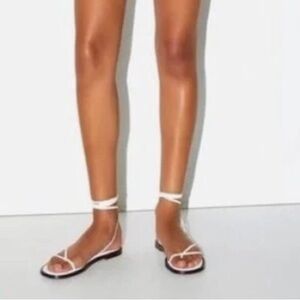 Zara White Lace-Up Sandals